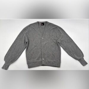 Robert Bruce Cardigan Sweater Mens Large Gray V-Neck Grandpacore Union Made USA